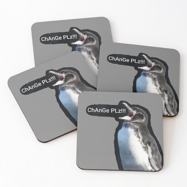 Artikelvorschau, Galapagos Penguin calls for Change (Grey#808080 background)  entworfen und verkauft von SBPenguins.