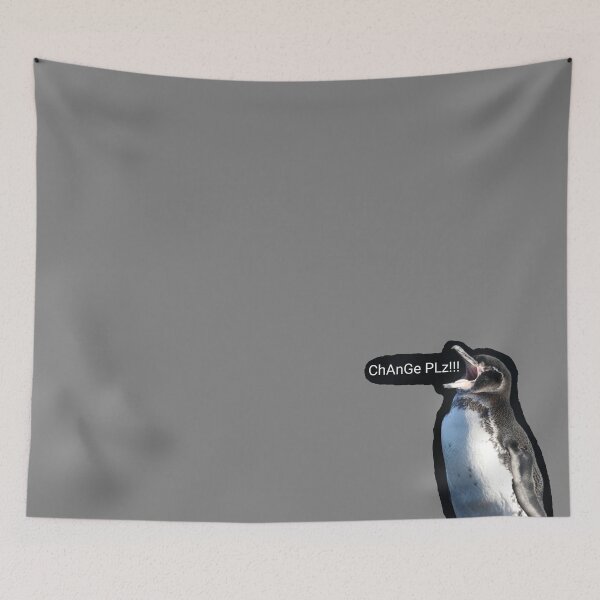Artikelvorschau, Galapagos Penguin calls for Change (Grey#808080 background)  entworfen und verkauft von SBPenguins.