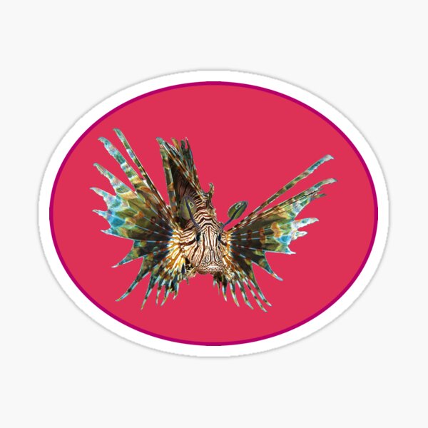 Feuerfisch abstrakt | Unterwasserkunst Schwebender Fisch | Variation auf Viva Magenta Hintergrund | Sticker