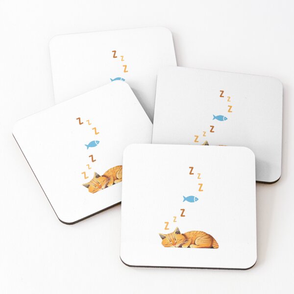 Item preview, Cute ginger cat sleeping - catching some z's - dreaming of fish designed and sold by JustSimpleUK.