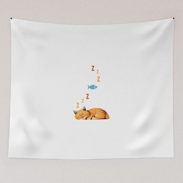 Item preview, Cute ginger cat sleeping - catching some z's - dreaming of fish designed and sold by JustSimpleUK.