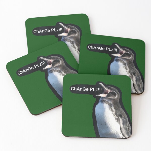 Aperçu de l'œuvre Galapagos Penguin calls for Change (Dark Green #014606 background)  créée et vendue par SBPenguins.