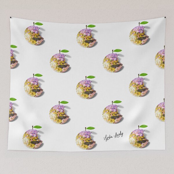 Artikelvorschau, Apple Disco ball- pastel yellow- white background- pattern entworfen und verkauft von Studio Lydia Lovely.