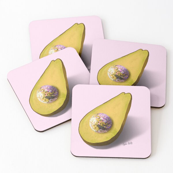 Artikelvorschau, Avocado artwork pastel yellow- pink background entworfen und verkauft von Studio Lydia Lovely.