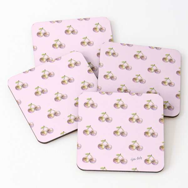 Artikelvorschau, Disco cherries pattern pastel yellow- pink background entworfen und verkauft von Studio Lydia Lovely.