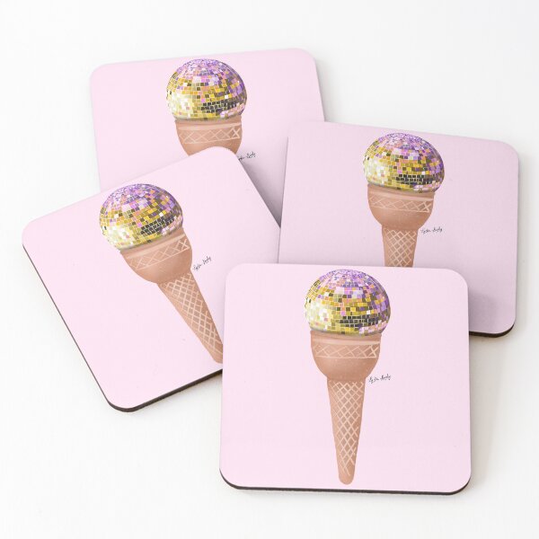 Artikelvorschau, Disco ice cream- artwork pastel yellow- pink background entworfen und verkauft von Studio Lydia Lovely.