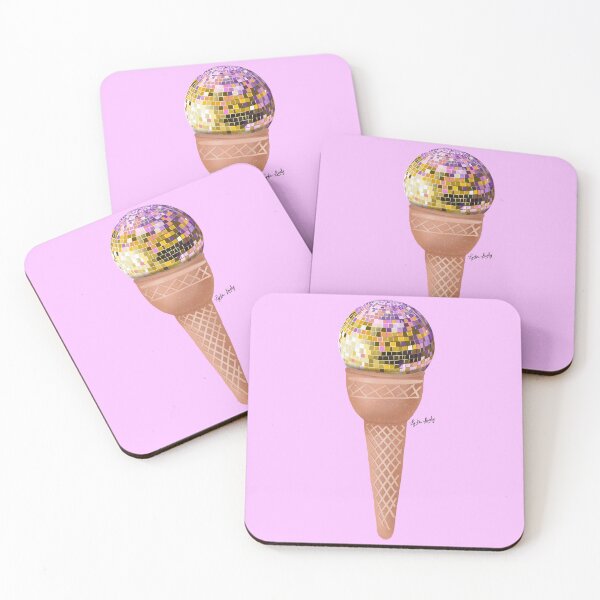 Item preview, Disco ice cream- artwork pastel yellow- purple background designed and sold by Studio Lydia  Lovely.