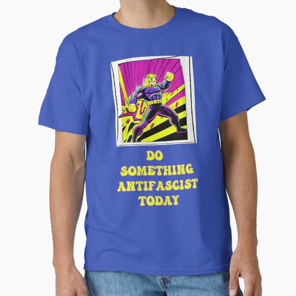 Vista previa del artículo con la obra «Haz algo antifascista hoy», diseñado y vendido por Dreams of Dubai.