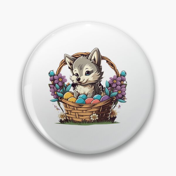 Item preview, Cute Wolf in Easter Basket designed and sold by dencha.