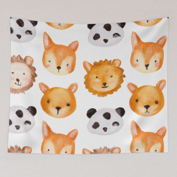 Item preview, Cute animal pattern - watercolor designed and sold by The Iconic Minimalist.