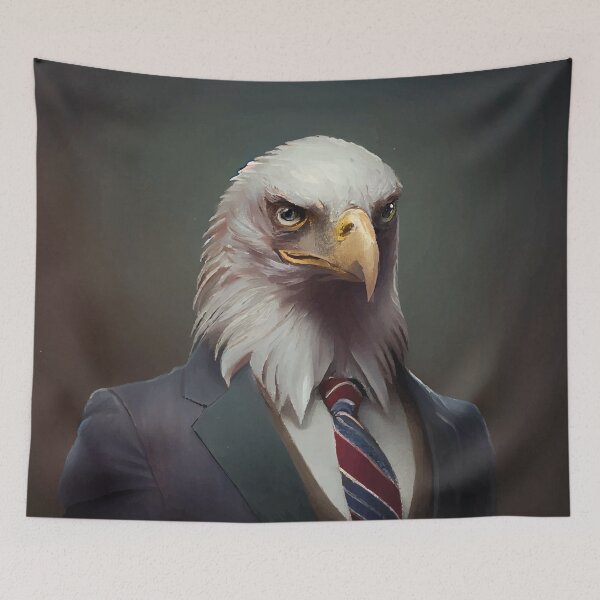 Item preview, Old white eagle in blue suit designed and sold by MyHunkyDoryShop.