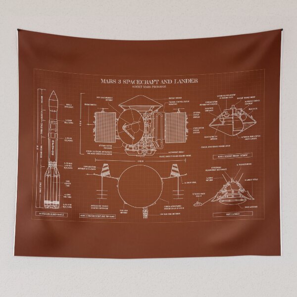 Item preview, Soviet Mars Program: Mars 3 Spacecraft and Lander (Blueprint - Caramel) designed and sold by BGALAXY.