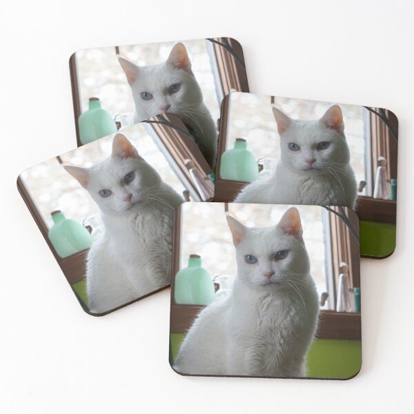 Item preview, White Cat Portrait designed and sold by Nalinne Jones.