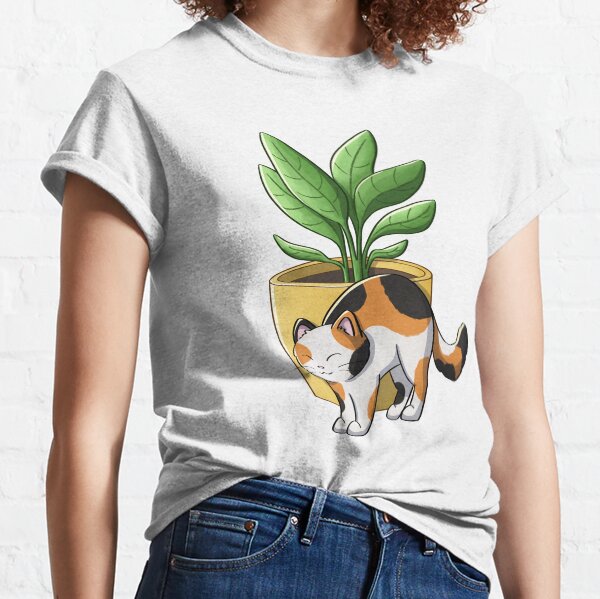 Calico Cat And Plant Classic T-Shirt