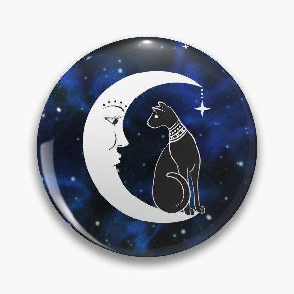Item preview, Mystical Black Cat and Crescent Moon in the Blue Starry Sky Pattern designed and sold by Quirkdom.