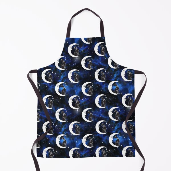 Item preview, Mystical Black Cat and Crescent Moon in the Blue Starry Sky Pattern designed and sold by Quirkdom.