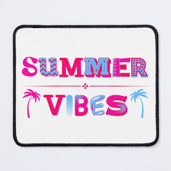 Item preview, Summer Vibes lettering with palm trees in pink and blue designed and sold by ArtDesign by KBK.
