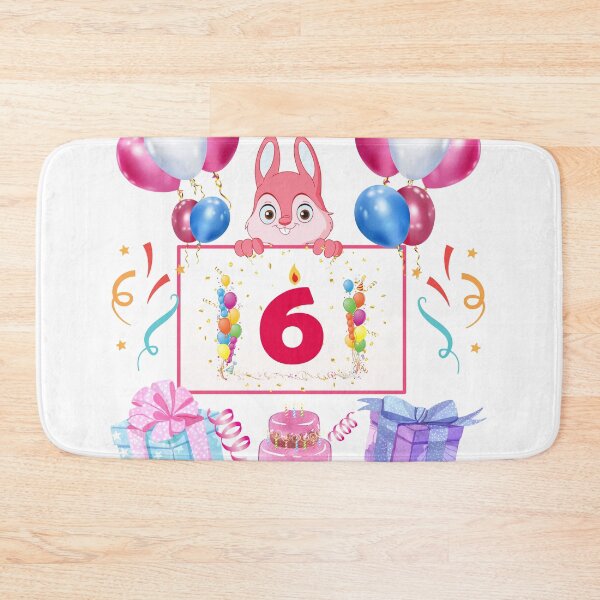 Aperçu de l'œuvre Anniversaire 6 ans, Lapin ballons et cadeaux créée et vendue par Ksmith-Style.