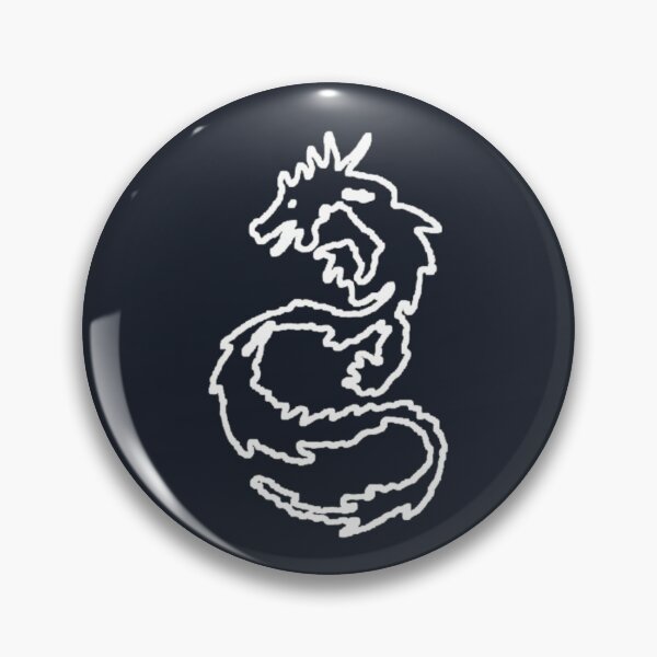 Item preview, White Dragon Rough Outline Navy Midnight Blue BG Thick Line Abstract Distorted Tattoo designed and sold by kattakitty.
