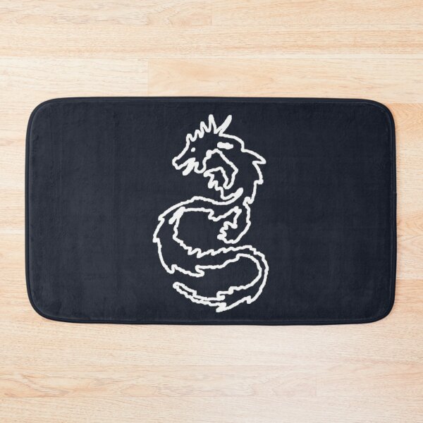 Item preview, White Dragon Rough Outline Navy Midnight Blue BG Thick Line Abstract Distorted Tattoo designed and sold by kattakitty.