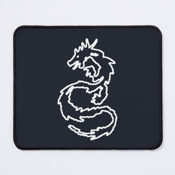 Item preview, White Dragon Rough Outline Navy Midnight Blue BG Thick Line Abstract Distorted Tattoo designed and sold by kattakitty.