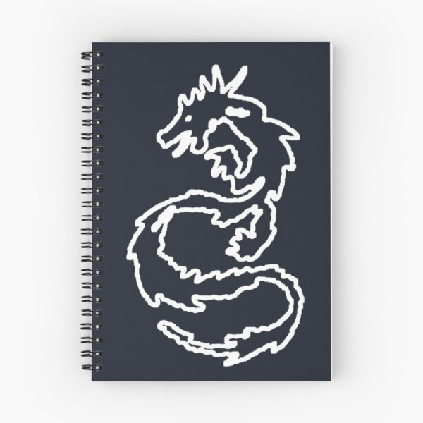 Item preview, White Dragon Rough Outline Navy Midnight Blue BG Thick Line Abstract Distorted Tattoo designed and sold by kattakitty.