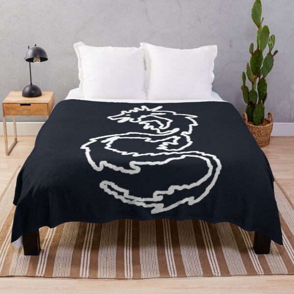 Item preview, White Dragon Rough Outline Navy Midnight Blue BG Thick Line Abstract Distorted Tattoo designed and sold by kattakitty.