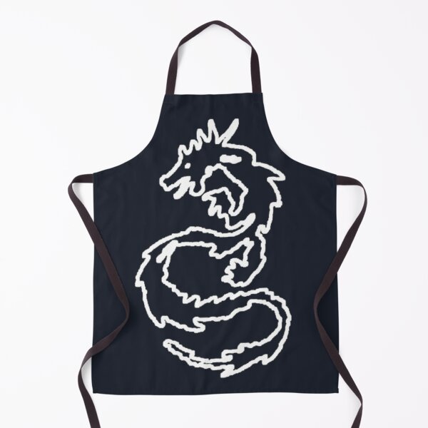 Item preview, White Dragon Rough Outline Navy Midnight Blue BG Thick Line Abstract Distorted Tattoo designed and sold by kattakitty.