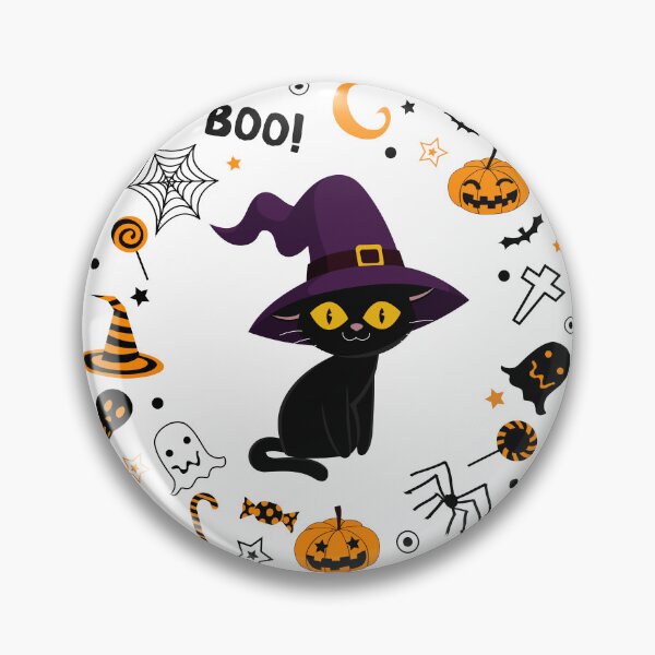 Item preview, A very smiling yellow-eyed witch cat designed and sold by The-Blue-Feline.