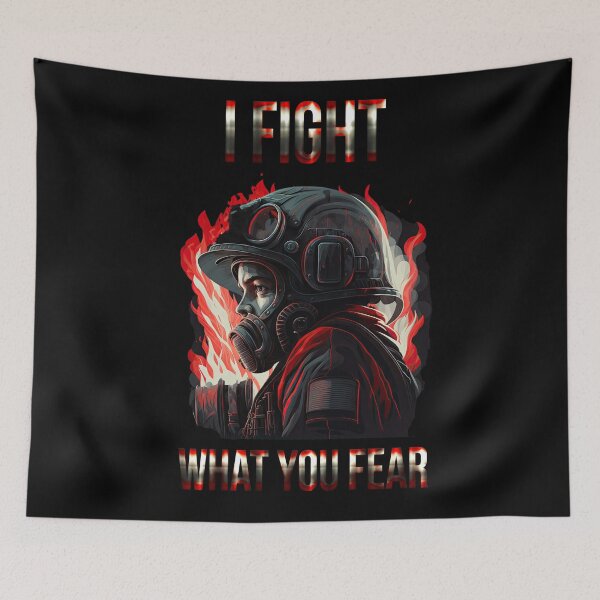 Item preview, "I Fight What You Fear" Firefighter Side Profile T-Shirt designed and sold by francodelgrando.
