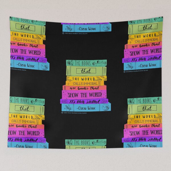 Item preview, Wilde Anti-Censorship Quote with Books (Dark Backgrounds) designed and sold by Illinois Heartland Library System.