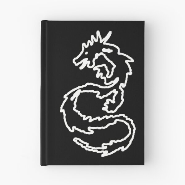 Artikelvorschau, Dicker weißer Umriss auf schwarzem abstraktem Tattoo-Stil verzerrter Drache entworfen und verkauft von kattakitty.
