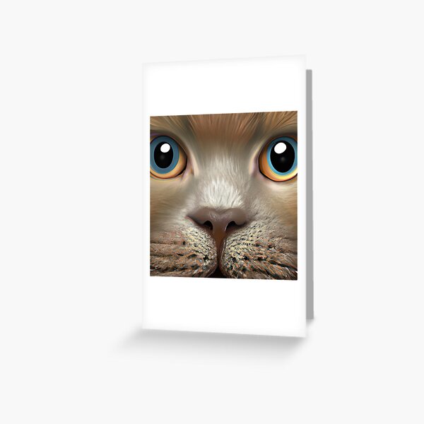 Close-up of Grey Cat Face Greeting Card