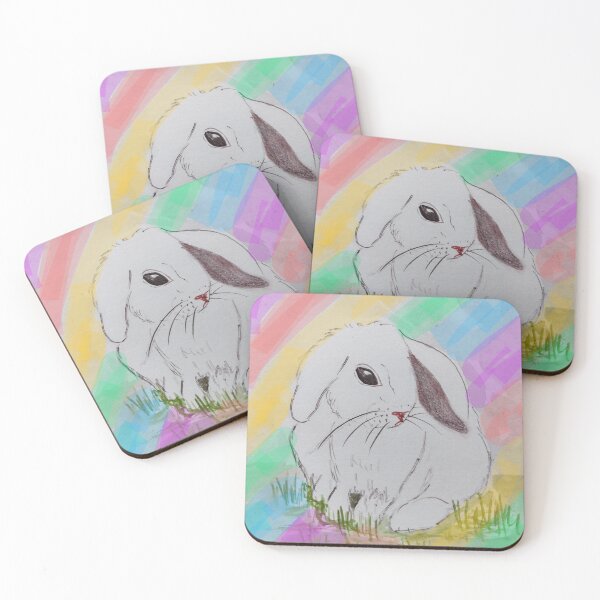 Item preview, White Bunny Rainbow Background designed and sold by EtegamiJourney.
