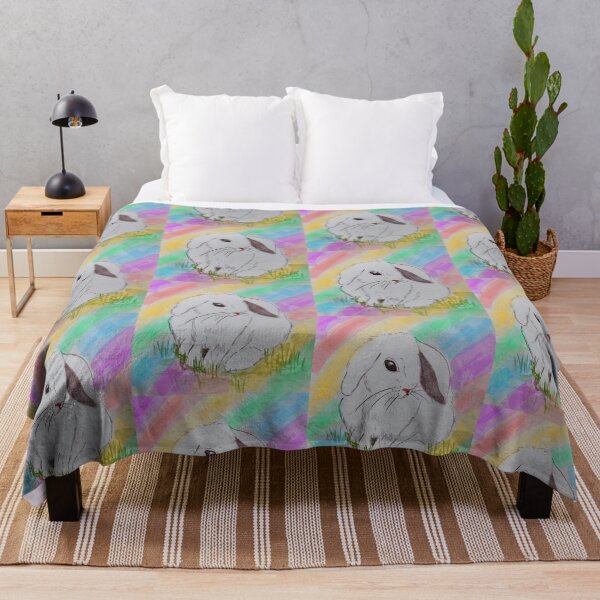 Item preview, White Bunny Rainbow Background designed and sold by EtegamiJourney.