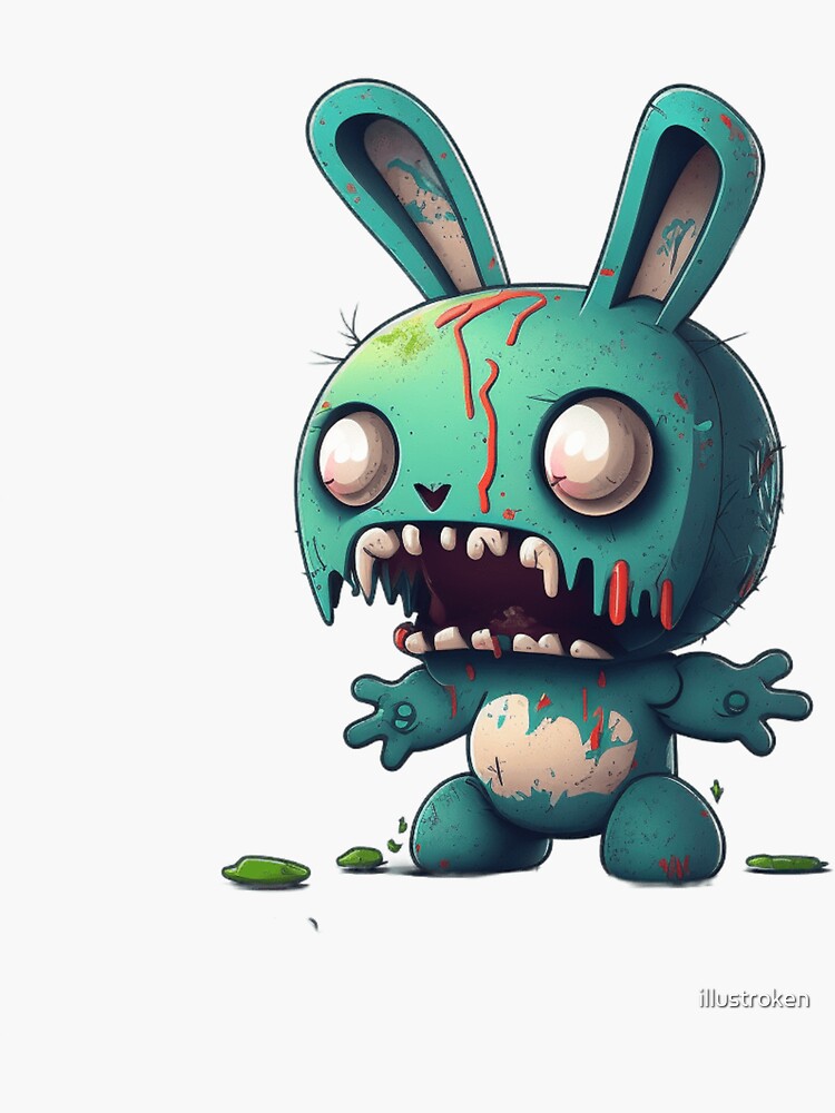 Bunny zombie  Sticker for Sale by illustroken