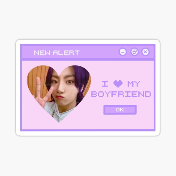 Item preview, BTS sticker I Love My Boyfriend Jungkook designed and sold by Kaitlynbeeee.