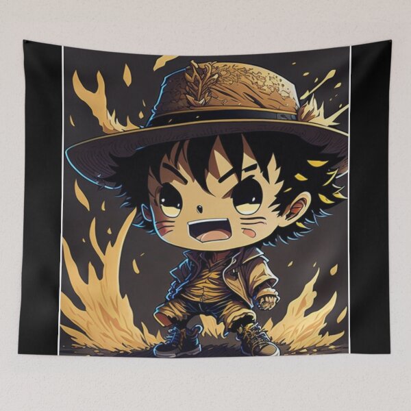Item preview, A cute D. Luffy One Piece with straw hat chibi mind-blown!, splash, boxing, goodwill hunting designed and sold by Valeree Store.