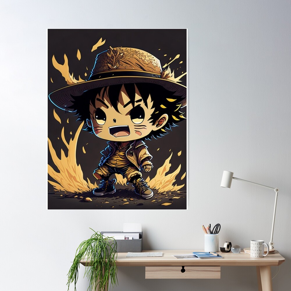 A cute D. Luffy One Piece with straw hat chibi mind-blown!, splash, boxing,  goodwill hunting Poster for Sale by Valeree Store