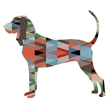 Artwork thumbnail, Black and Tan Coonhound Geometric Pattern Silhouette Plaid by TriPodDogDesign