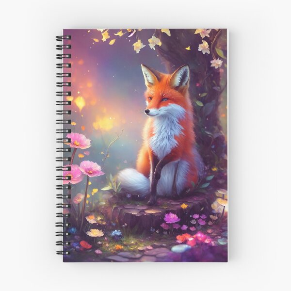 Item preview, Fox sitting in the forest surrounded by flowers designed and sold by Whimsy Bu.