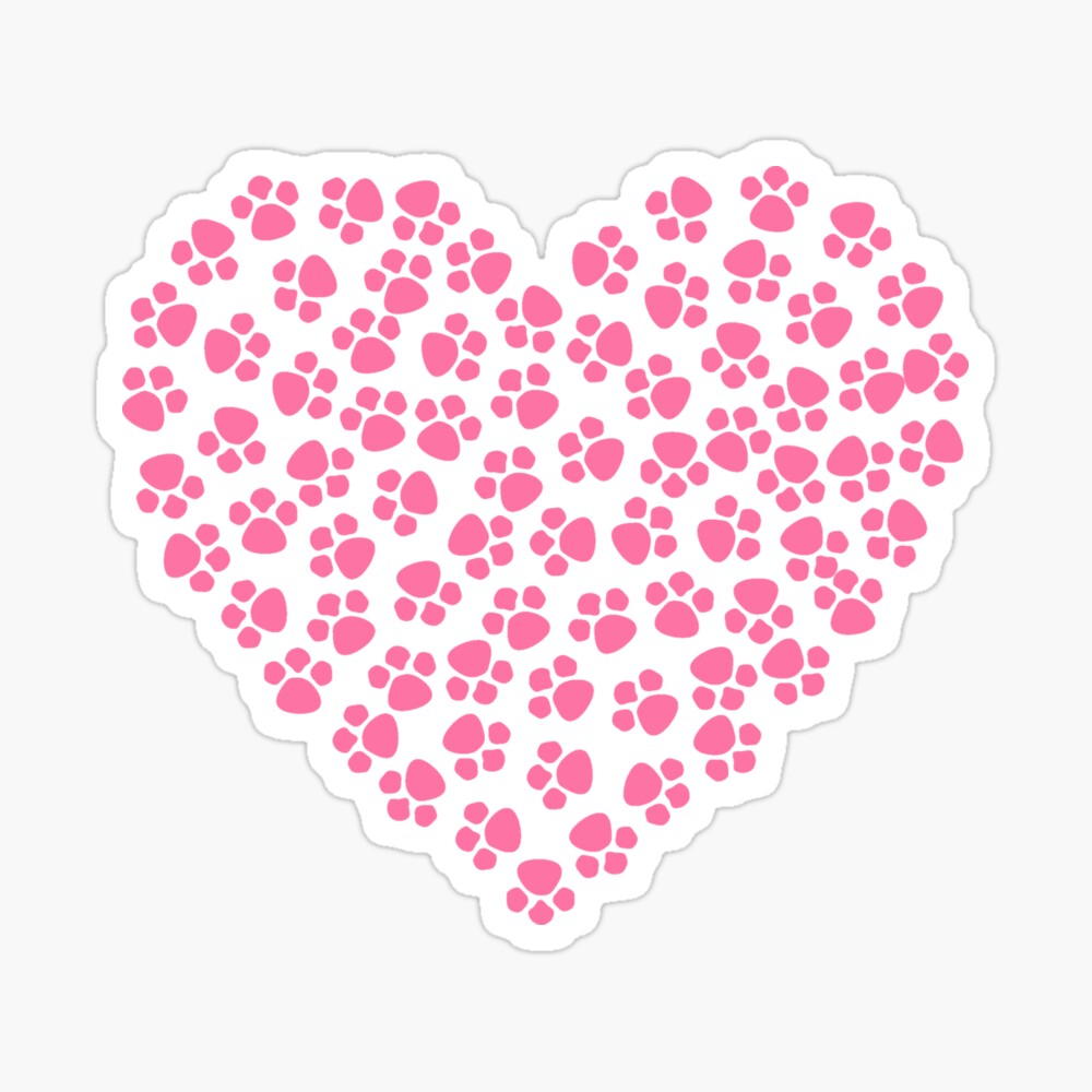 Love Dog Pink Heart Animal Sticker Decal Laptop Wall Car Phone Dog Paw