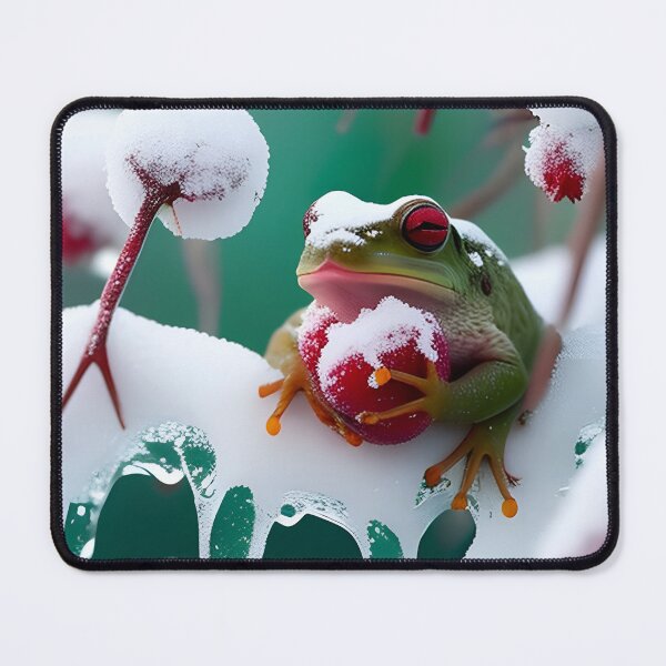Item preview, Frog with a berry in the snow designed and sold by ANVivid.