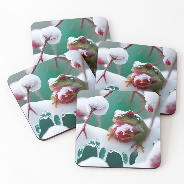 Item preview, Frog with a berry in the snow designed and sold by ANVivid.