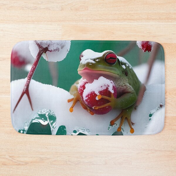 Item preview, Frog with a berry in the snow designed and sold by ANVivid.