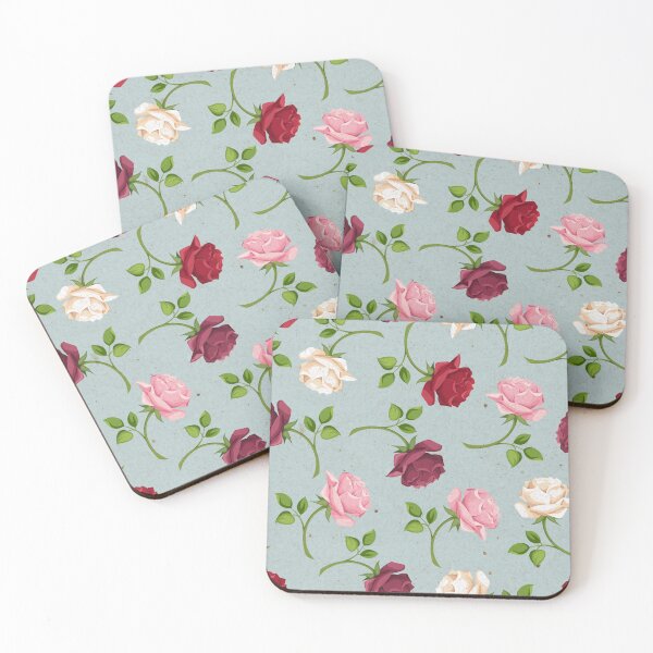 Item preview, Floral pattern with roses on blue designed and sold by Naddya.