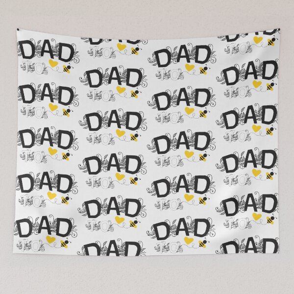 Item preview, Dad To Be | Modern Cute Black And White Floral Typography With Yellow Bee And Heart | New Baby Announcement designed and sold by Zazizu.