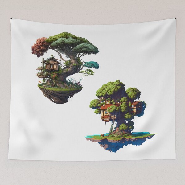 Item preview, Bonsai tree house sticker pack design in watercolour  designed and sold by Branjos.