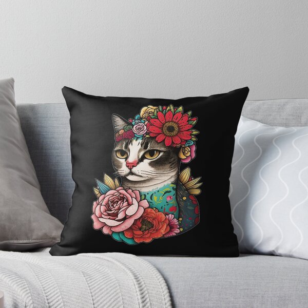 Vista previa del artículo con la obra «Gato Frida Kahlo», diseñado y vendido por StudioMana.