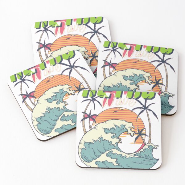 Item preview, Premium Vector | Retro wave 80's illustration with ocean sunset and coconut trees in vintage vector illustration designed and sold by elizashop93.